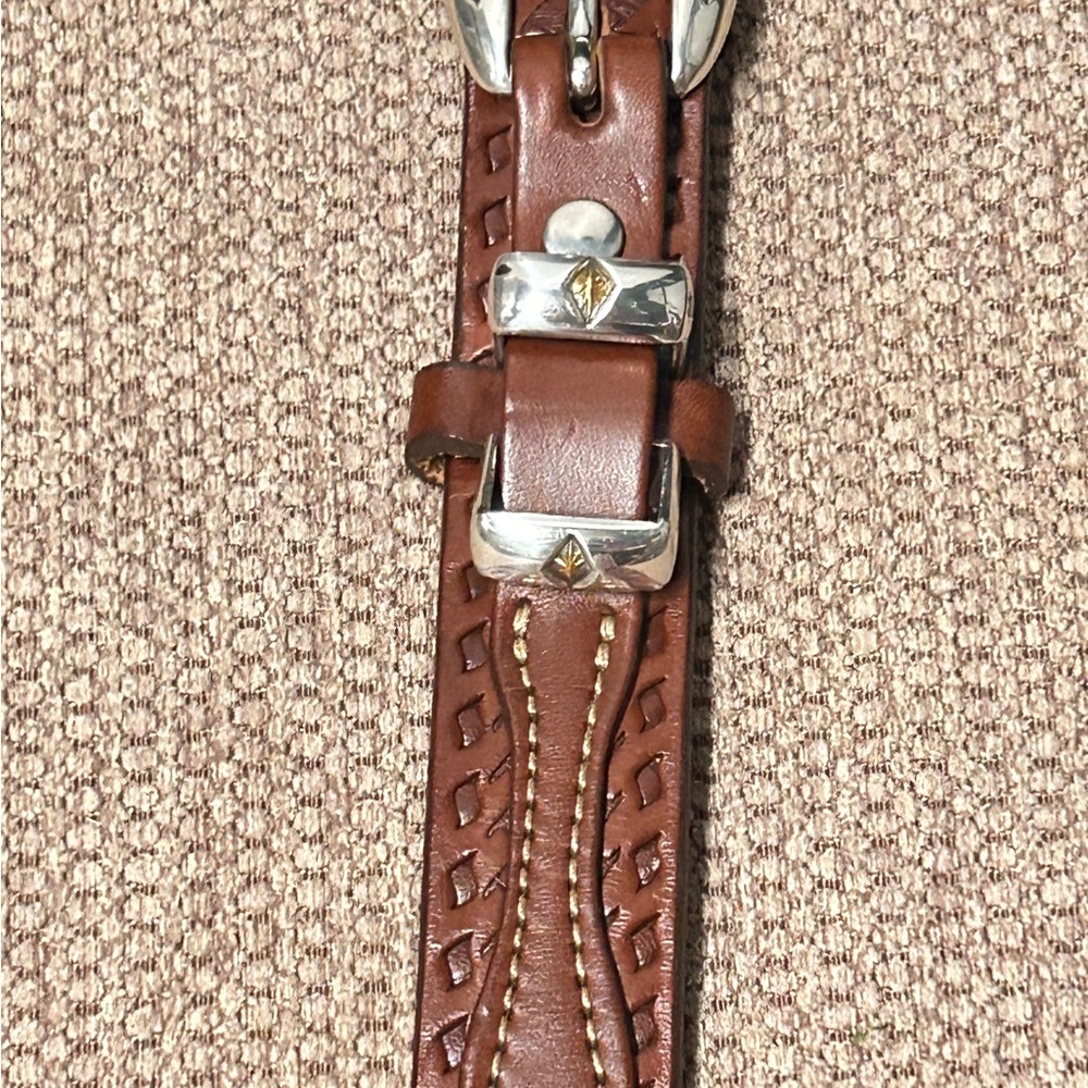 Vintage Brown Leather Ranger Belt with Silver Buckle (1996 on buckle back) - Picture 3 of 7
